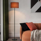Lampada da terra 55 Modern Fabric Barrel in metallo nero