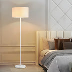 Lampada da terra 55 Modern Fabric Barrel in metallo nero