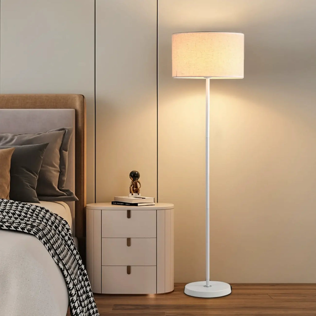 Lampada da terra 55 Modern Fabric Barrel in metallo nero