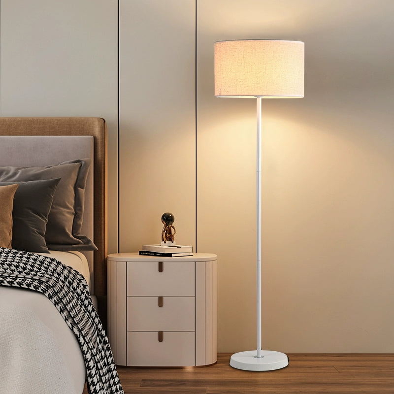 Lampada da terra 55 Modern Fabric Barrel in metallo nero