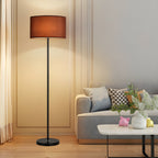 Lampada da terra 55 Modern Fabric Barrel in metallo nero