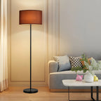 Lampada da terra 55 Modern Fabric Barrel in metallo nero
