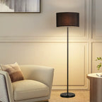 Lampada da terra 55 Modern Fabric Barrel in metallo nero