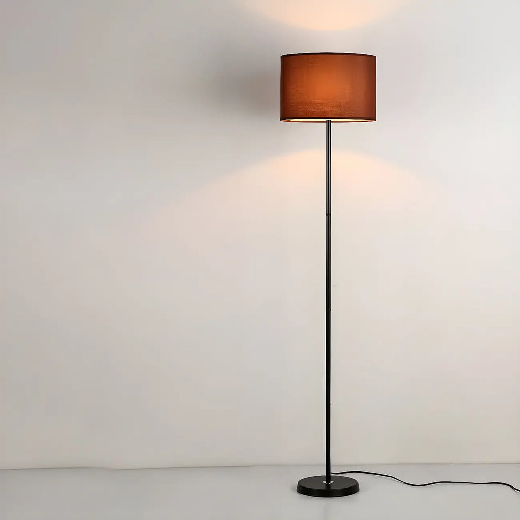 Lampada da terra 55 Modern Fabric Barrel in metallo nero