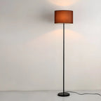Lampada da terra 55 Modern Fabric Barrel in metallo nero
