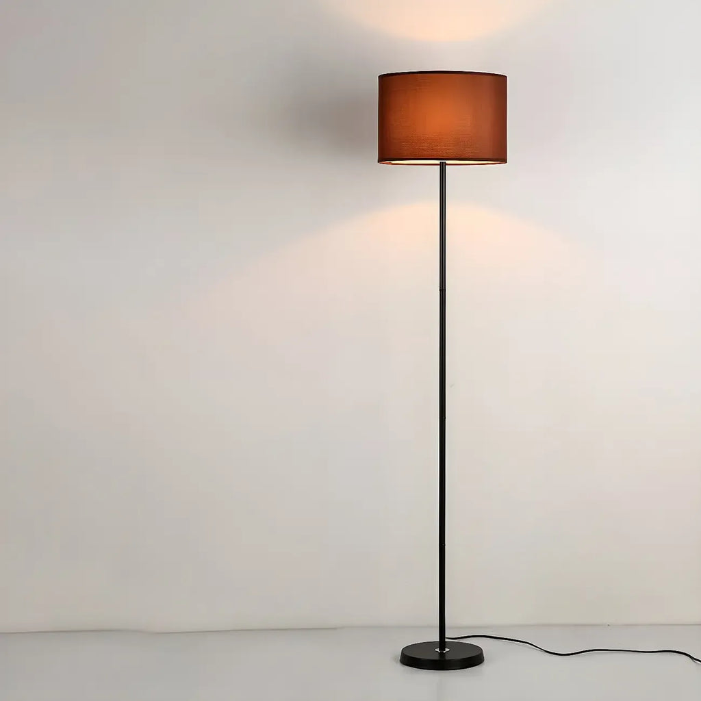 Lampada da terra 55 Modern Fabric Barrel in metallo nero