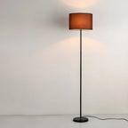 Lampada da terra 55 Modern Fabric Barrel in metallo nero
