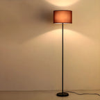 Lampada da terra 55 Modern Fabric Barrel in metallo nero