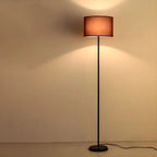 Lampada da terra 55 Modern Fabric Barrel in metallo nero