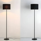 Lampada da terra 55 Modern Fabric Barrel in metallo nero