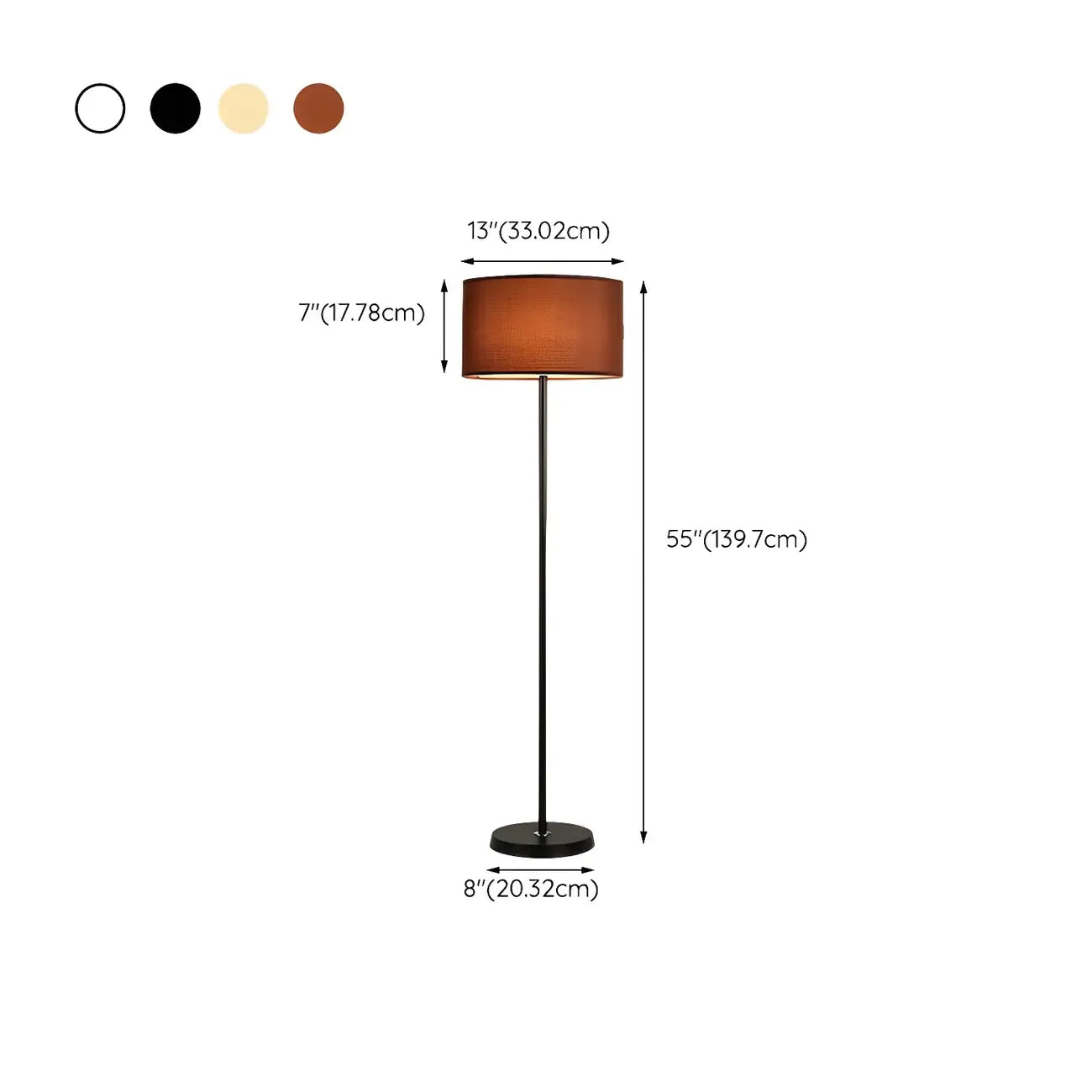 Lampada da terra 55 Modern Fabric Barrel in metallo nero