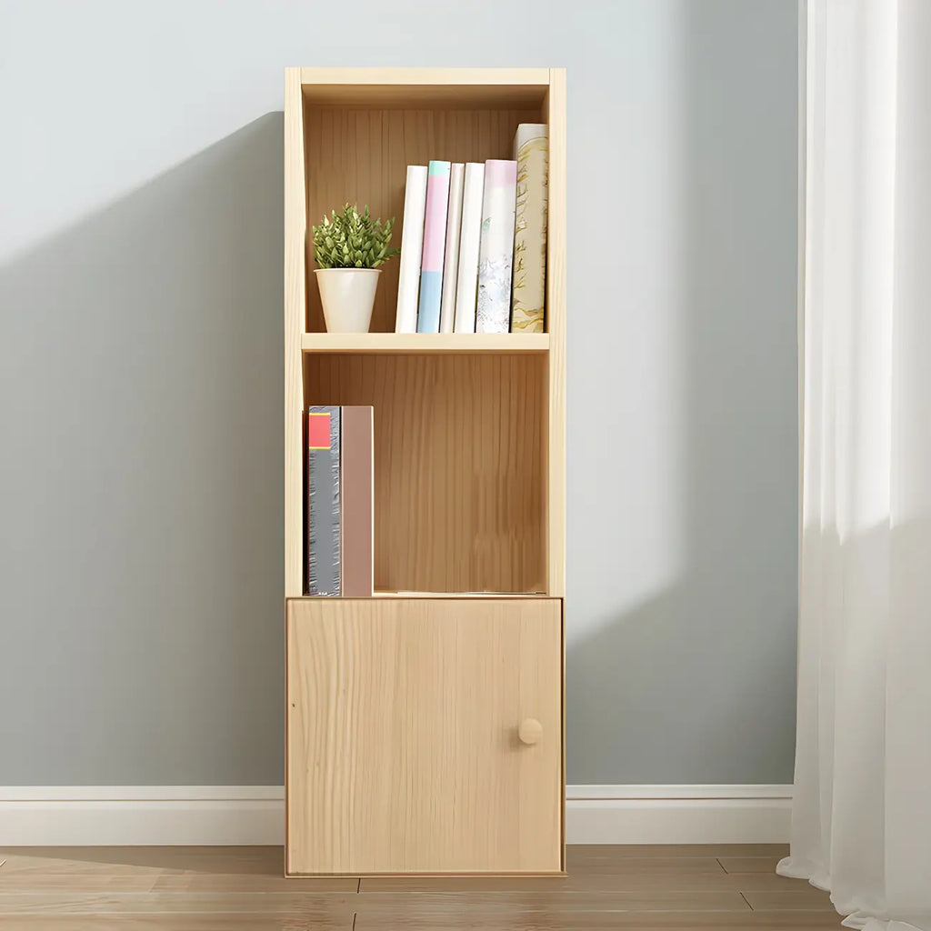 Bibliothèque verticale contemporaine en bois naturel à 5 ​​niveaux
