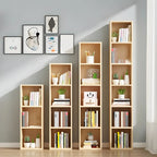 Bibliothèque verticale contemporaine en bois naturel à 5 ​​niveaux