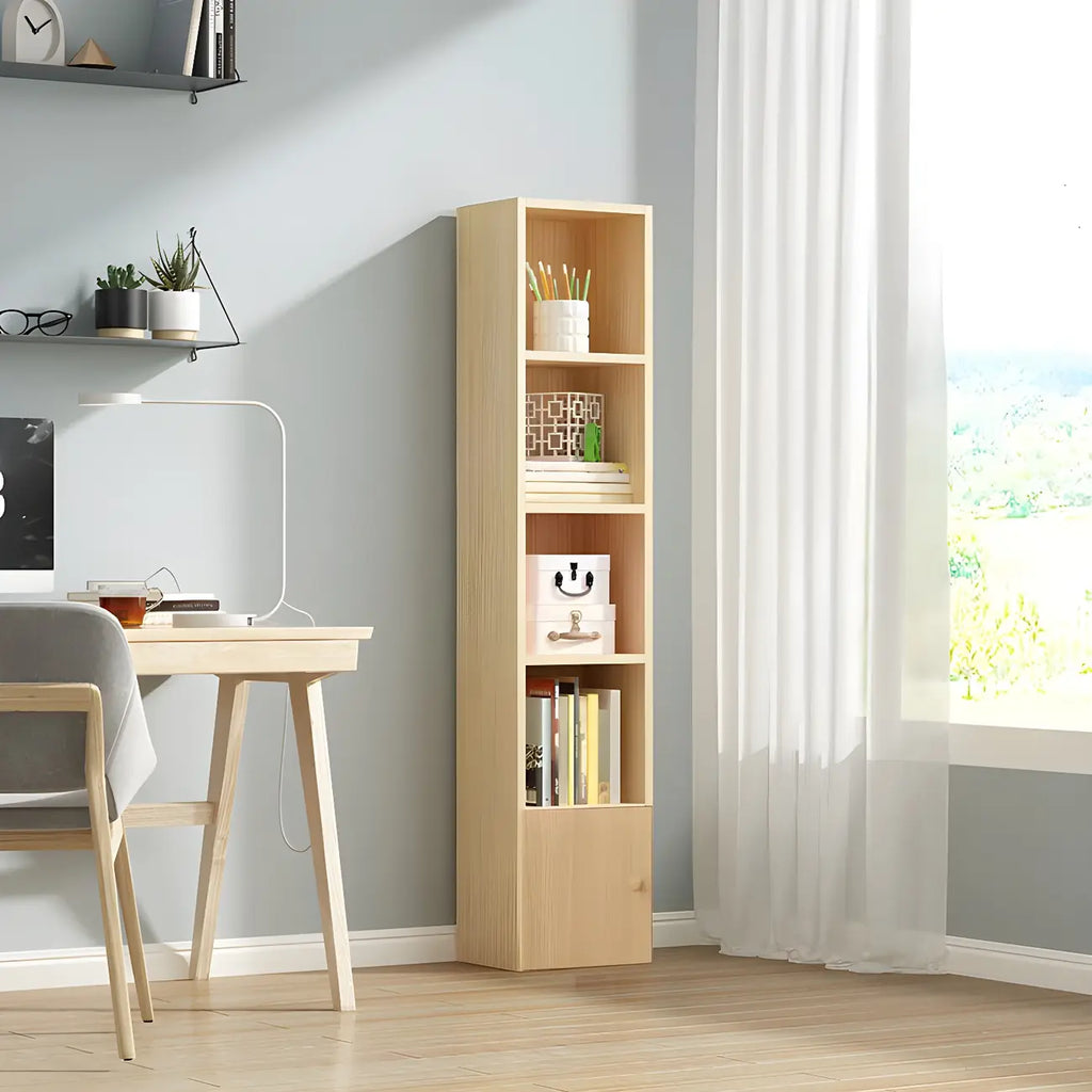 Bibliothèque verticale contemporaine en bois naturel à 5 ​​niveaux