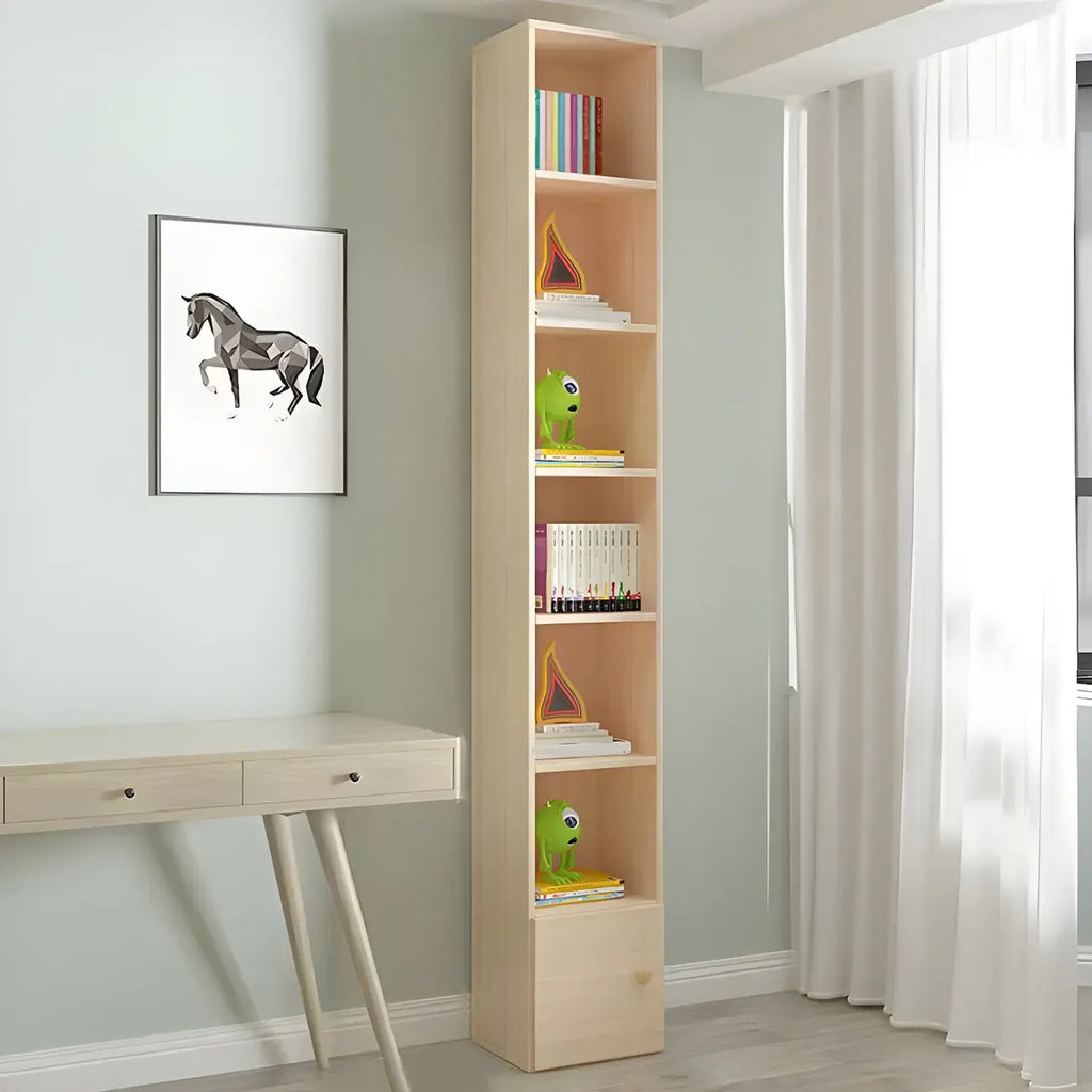 Bibliothèque verticale contemporaine en bois naturel à 5 ​​niveaux