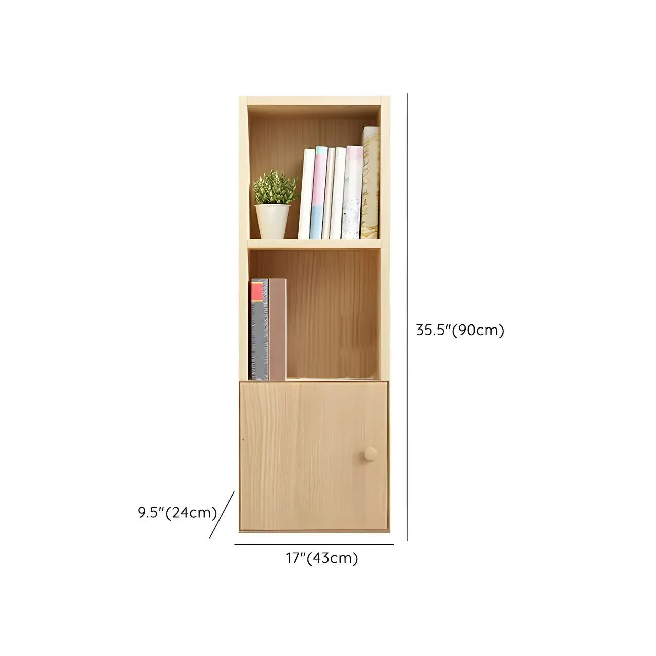 Bibliothèque verticale contemporaine en bois naturel à 5 ​​niveaux