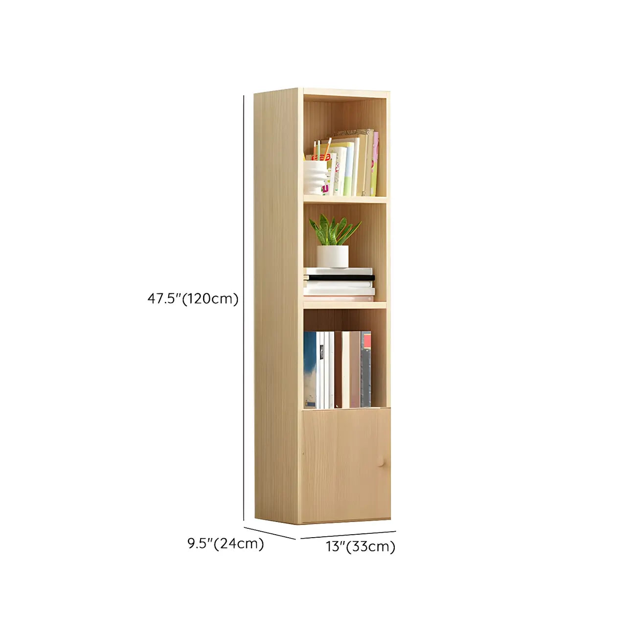 Bibliothèque verticale contemporaine en bois naturel à 5 ​​niveaux