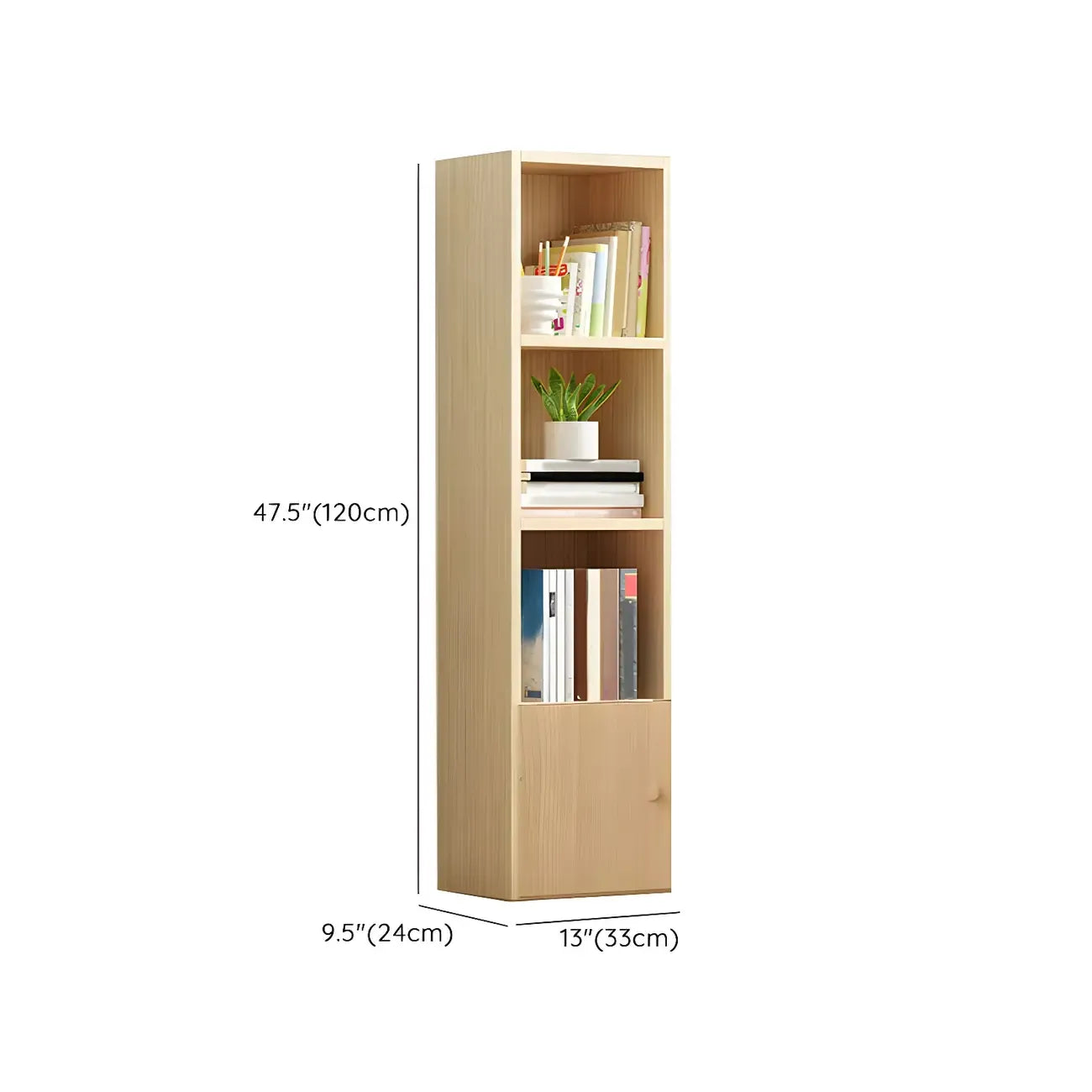 Bibliothèque verticale contemporaine en bois naturel à 5 ​​niveaux