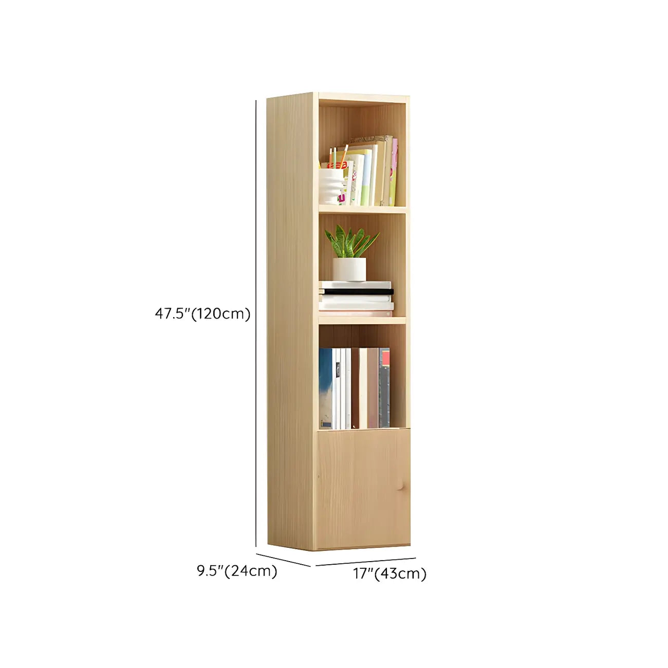 Bibliothèque verticale contemporaine en bois naturel à 5 ​​niveaux