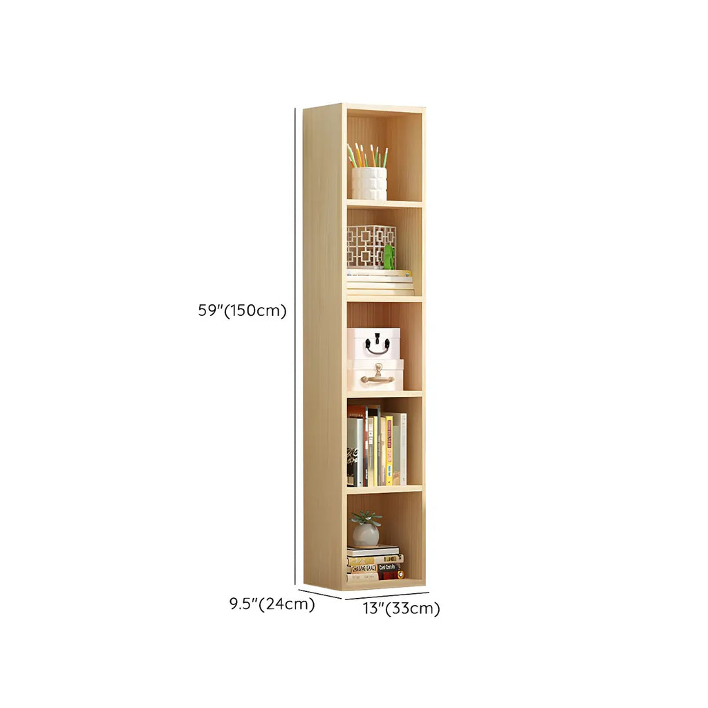 Bibliothèque verticale contemporaine en bois naturel à 5 ​​niveaux