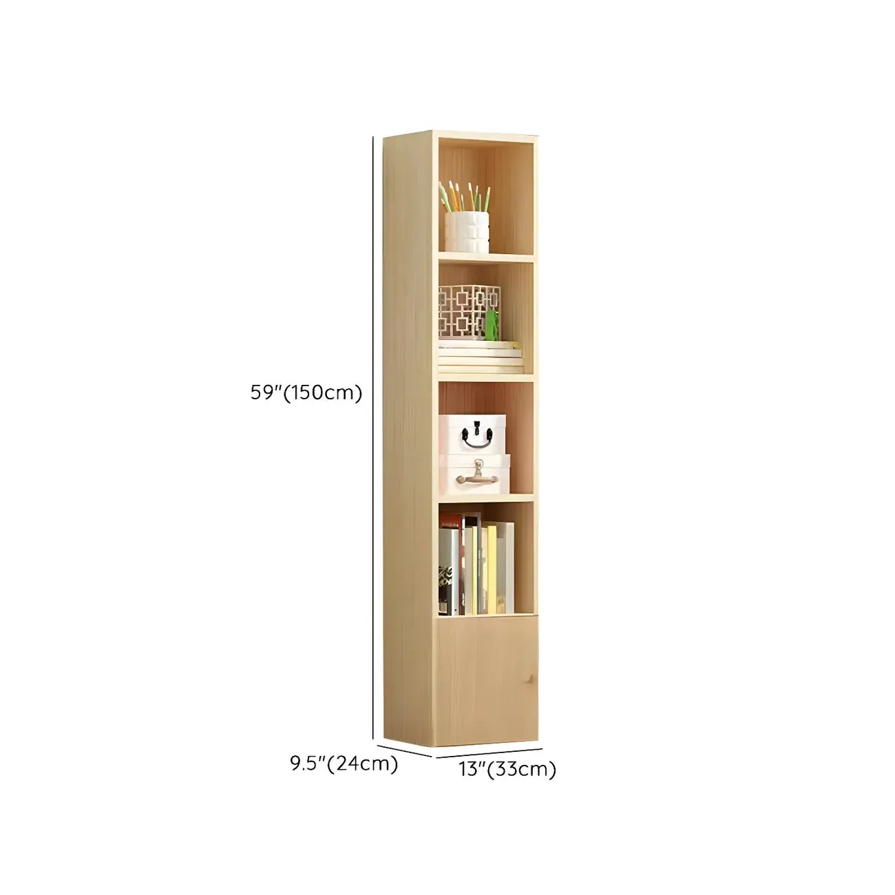 Bibliothèque verticale contemporaine en bois naturel à 5 ​​niveaux