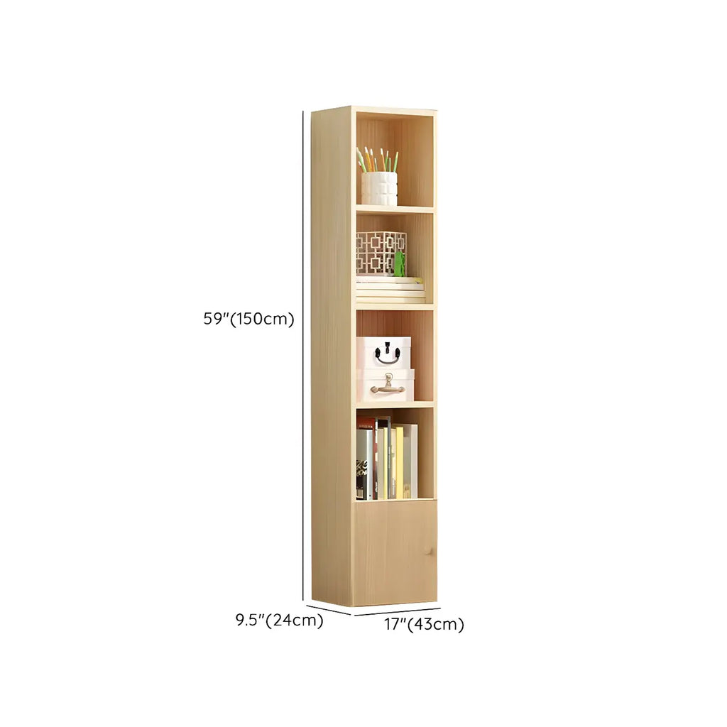 Bibliothèque verticale contemporaine en bois naturel à 5 ​​niveaux