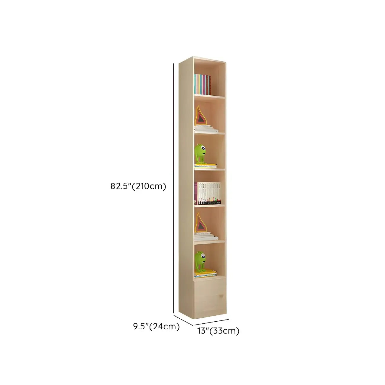 Bibliothèque verticale contemporaine en bois naturel à 5 ​​niveaux
