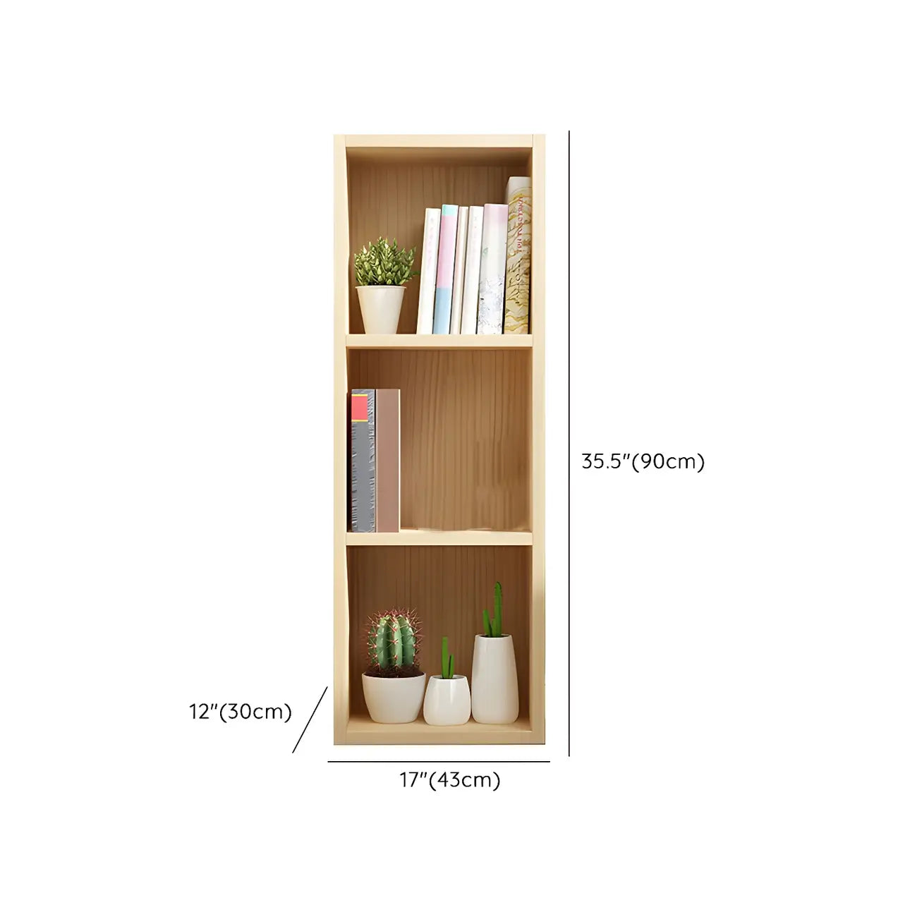 Bibliothèque verticale contemporaine en bois naturel à 5 ​​niveaux