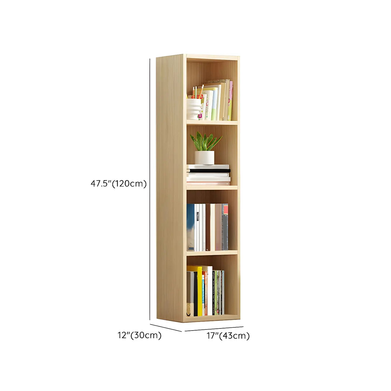 Bibliothèque verticale contemporaine en bois naturel à 5 ​​niveaux