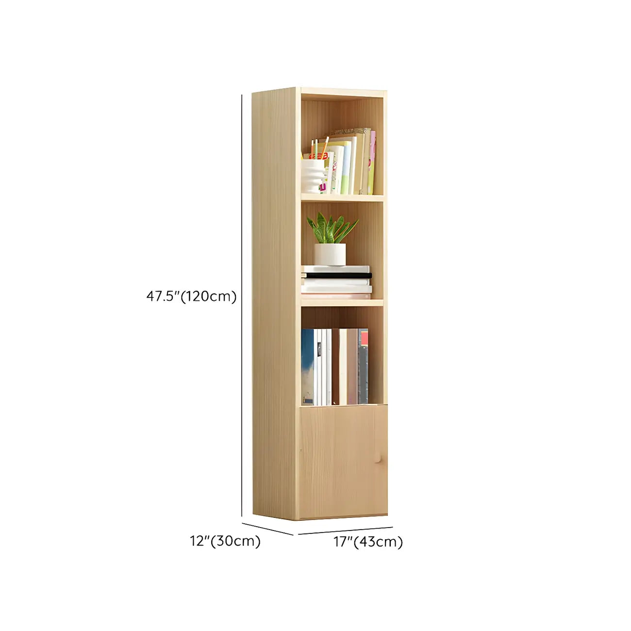 Bibliothèque verticale contemporaine en bois naturel à 5 ​​niveaux