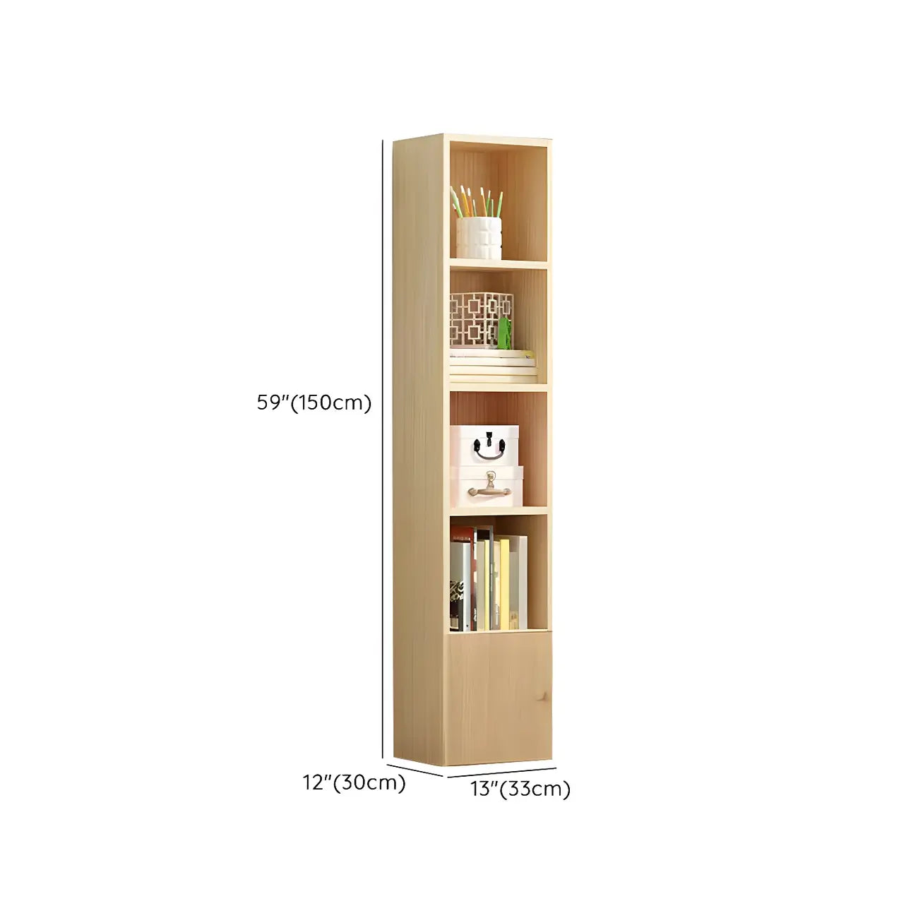 Bibliothèque verticale contemporaine en bois naturel à 5 ​​niveaux