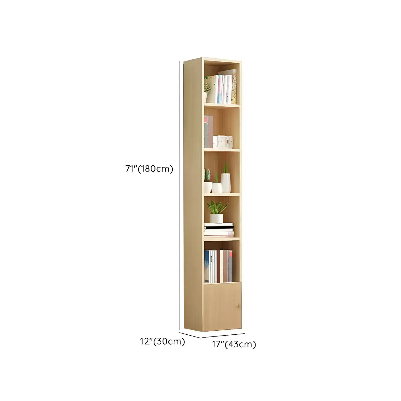 Bibliothèque verticale contemporaine en bois naturel à 5 ​​niveaux