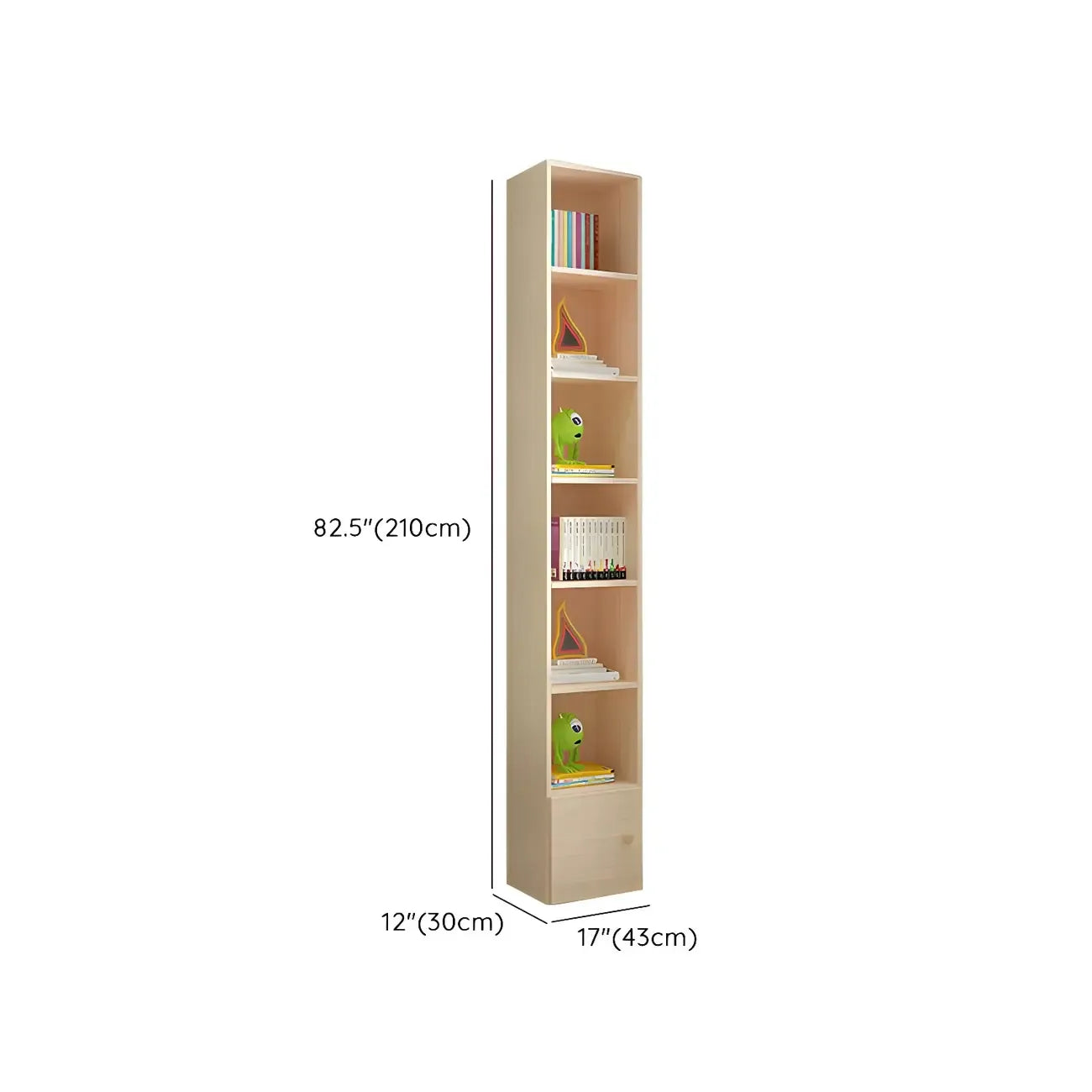 Bibliothèque verticale contemporaine en bois naturel à 5 ​​niveaux