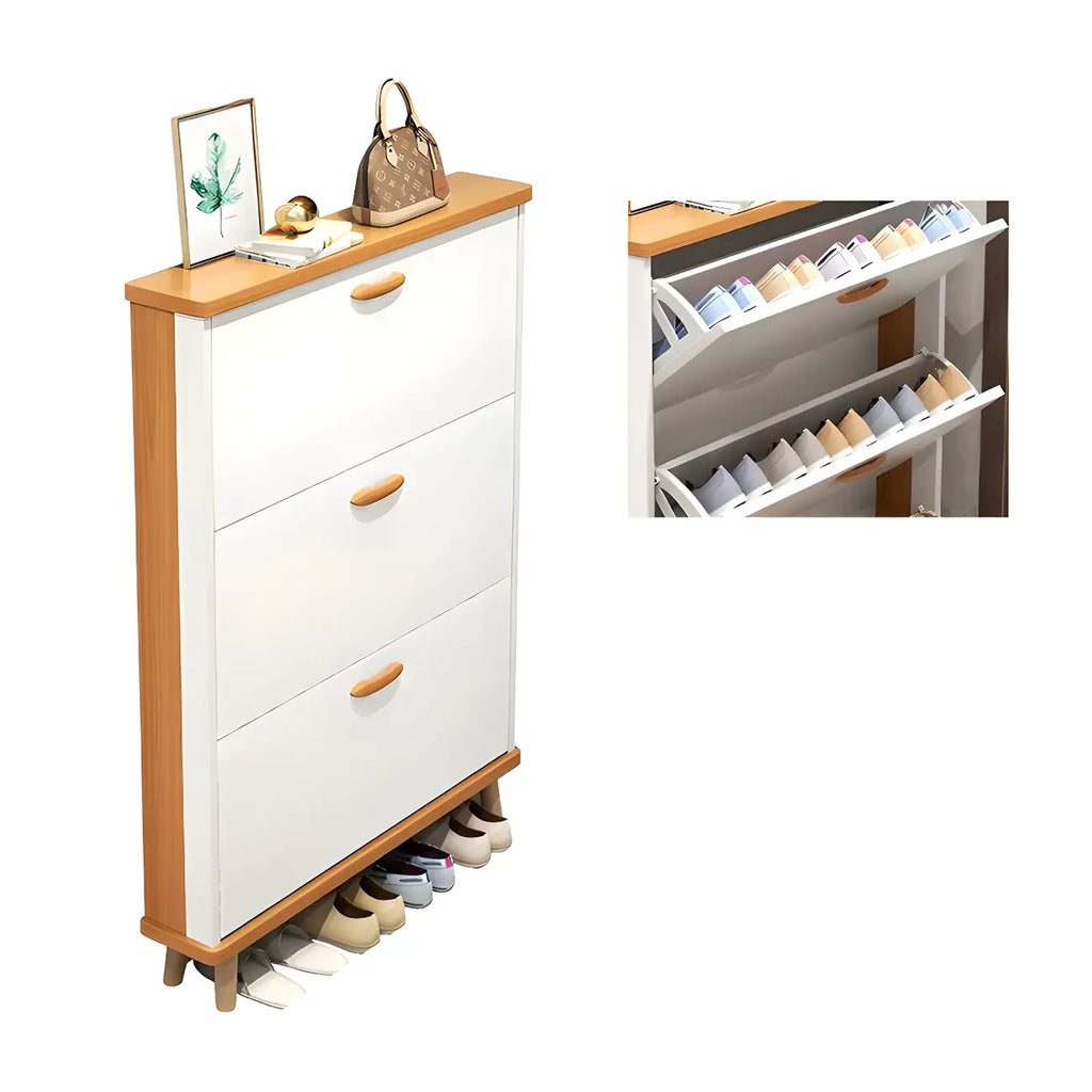 Armoire à chaussures verticale en bois massif pour entrée