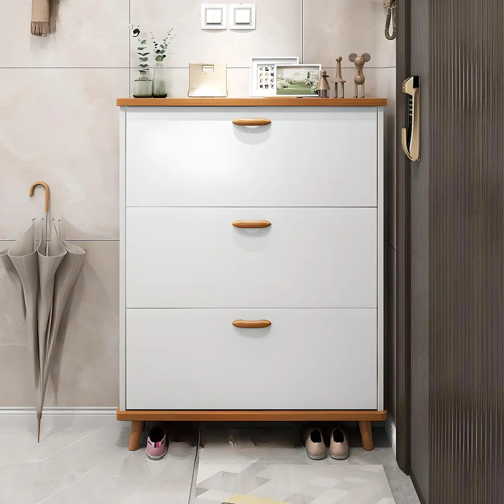 Armoire à chaussures verticale en bois massif pour entrée