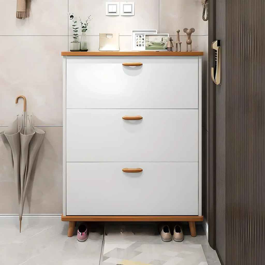 Armoire à chaussures verticale en bois massif pour entrée