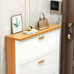Armoire à chaussures verticale en bois massif pour entrée