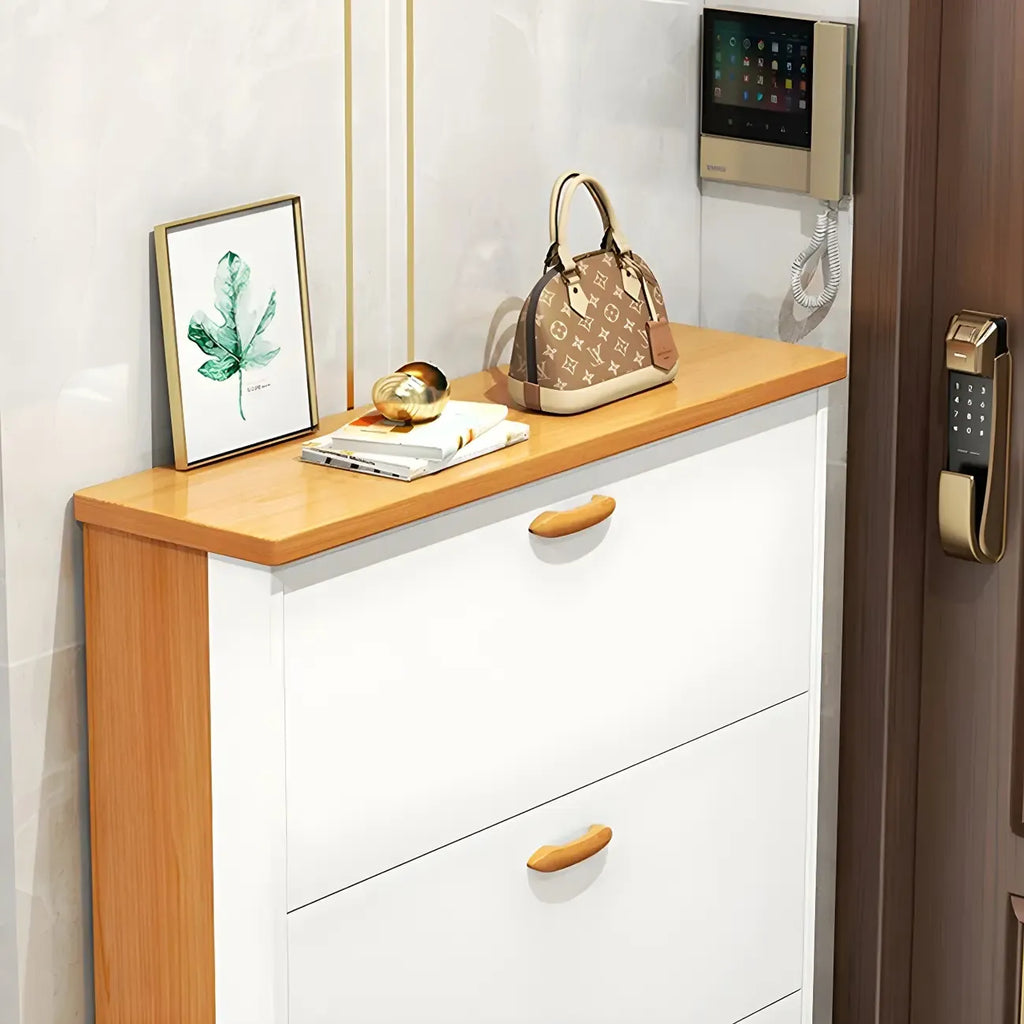 Armoire à chaussures verticale en bois massif pour entrée