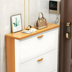 Armoire à chaussures verticale en bois massif pour entrée