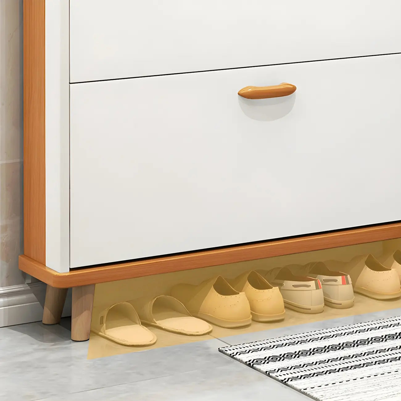 Armoire à chaussures verticale en bois massif pour entrée