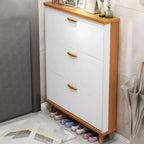 Armoire à chaussures verticale en bois massif pour entrée