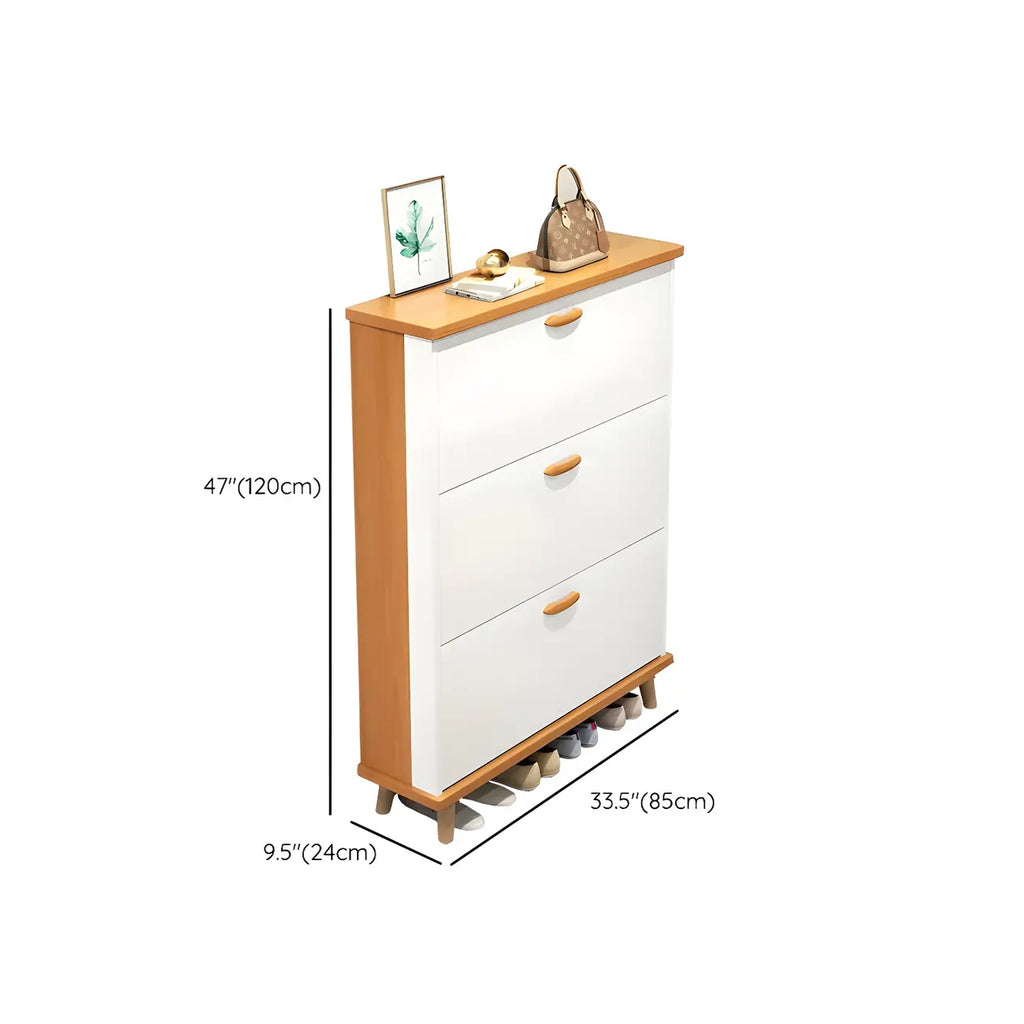 Armoire à chaussures verticale en bois massif pour entrée
