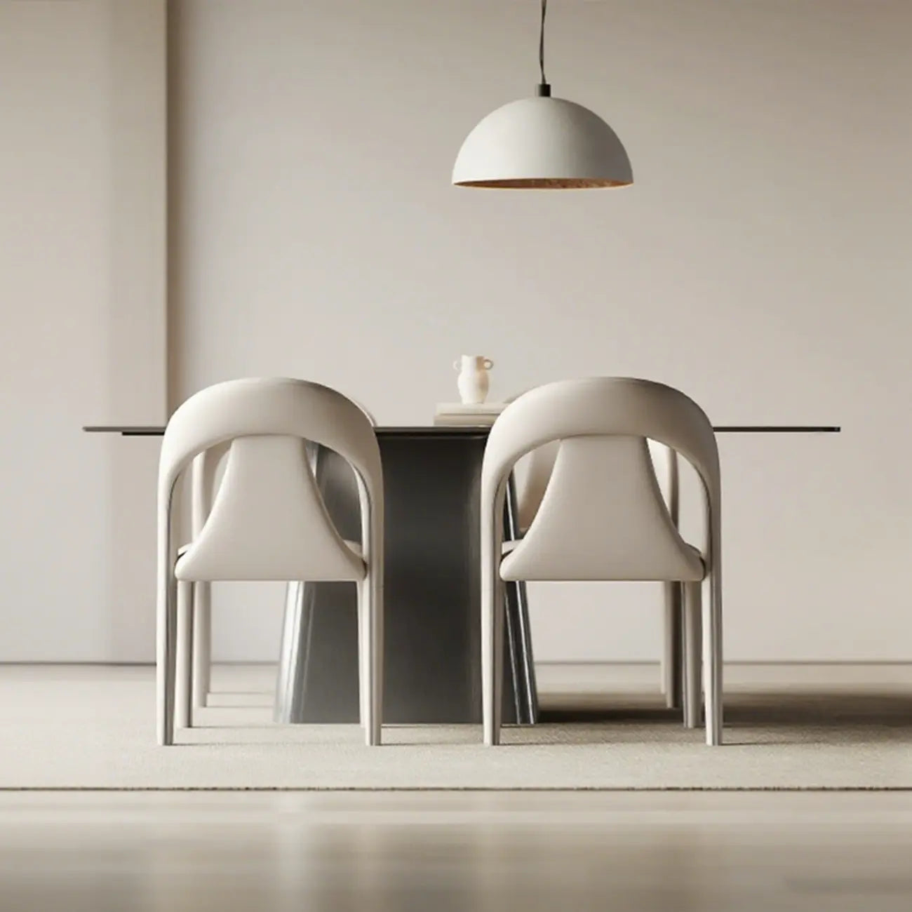 Ensemble de 2 chaises de salle à manger modernes sans accoudoirs, dossier incurvé en similicuir