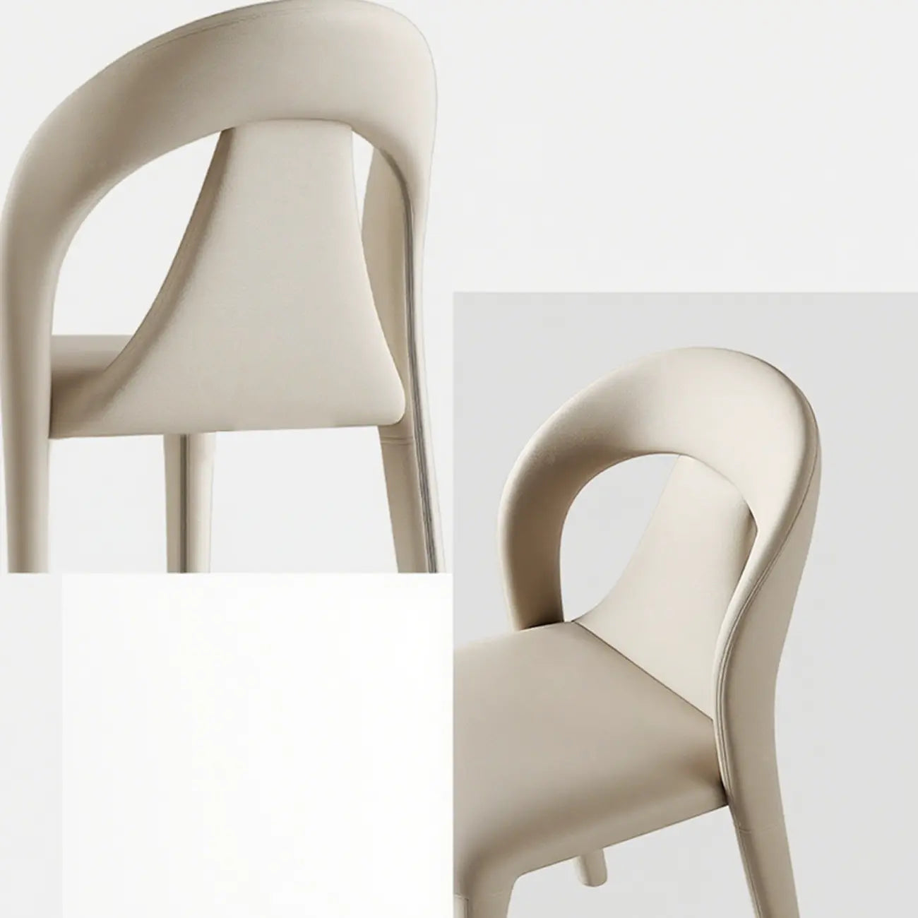 Ensemble de 2 chaises de salle à manger modernes sans accoudoirs, dossier incurvé en similicuir
