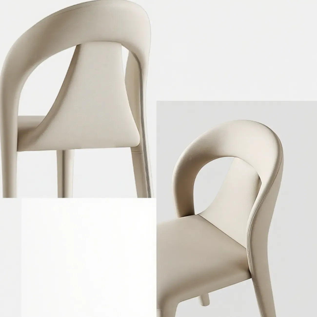 Ensemble de 2 chaises de salle à manger modernes sans accoudoirs, dossier incurvé en similicuir