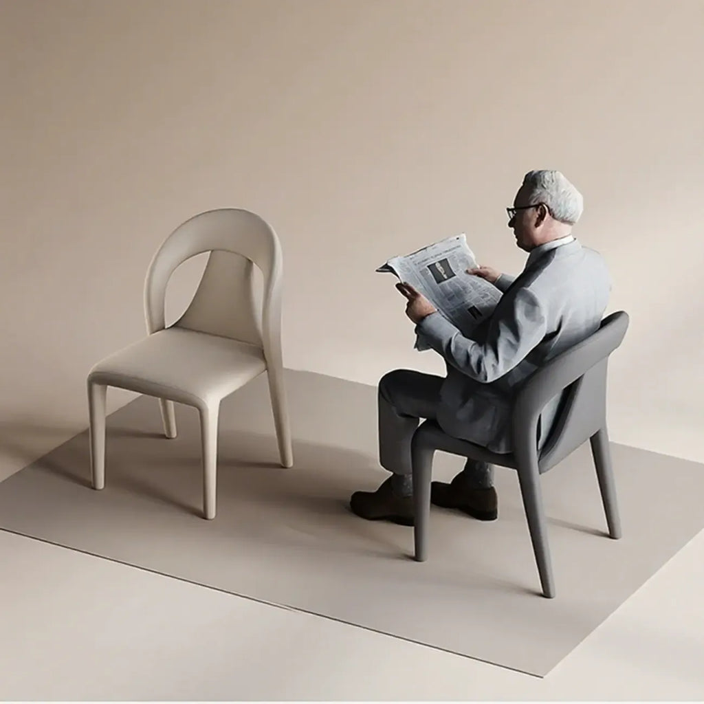 Ensemble de 2 chaises de salle à manger modernes sans accoudoirs, dossier incurvé en similicuir