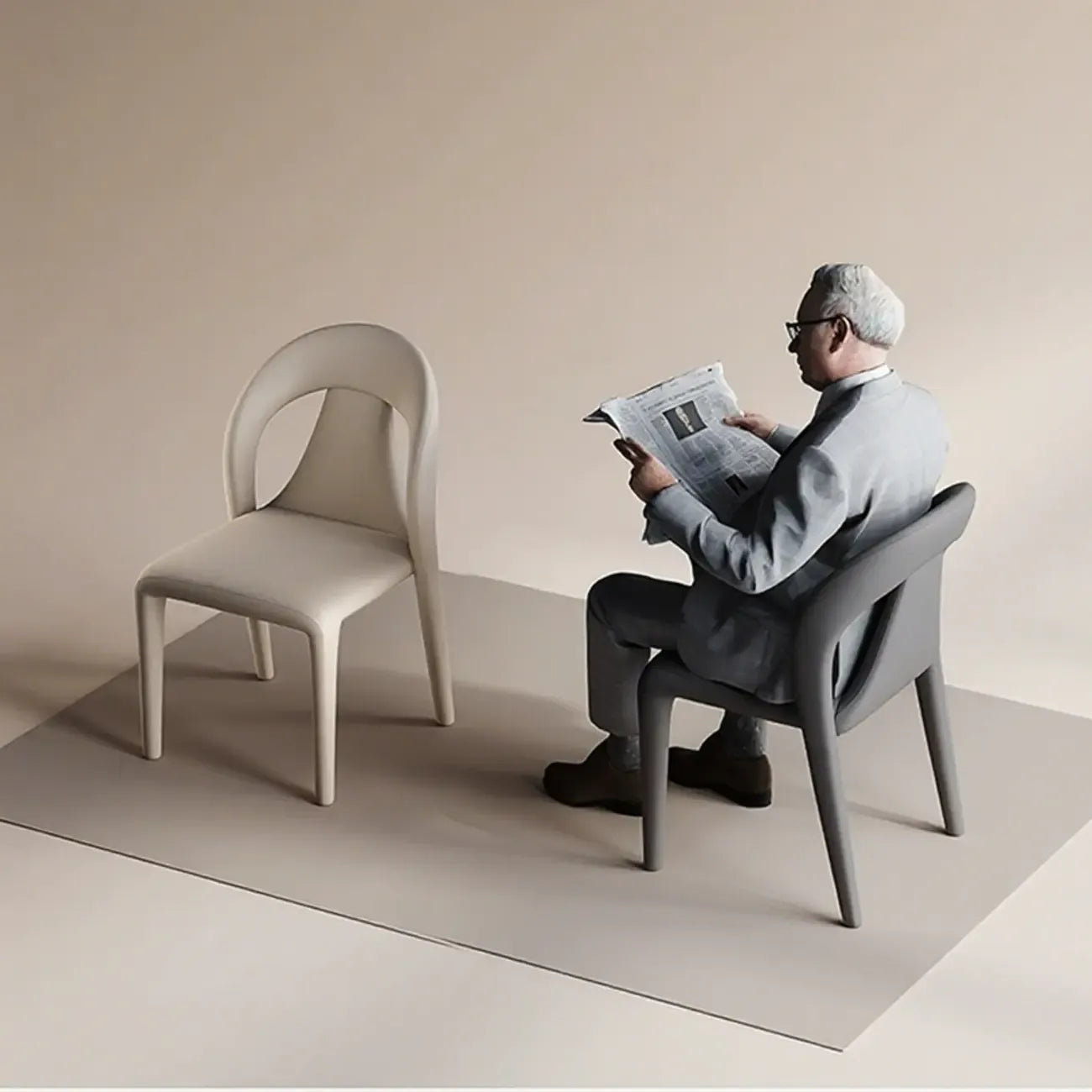 Ensemble de 2 chaises de salle à manger modernes sans accoudoirs, dossier incurvé en similicuir