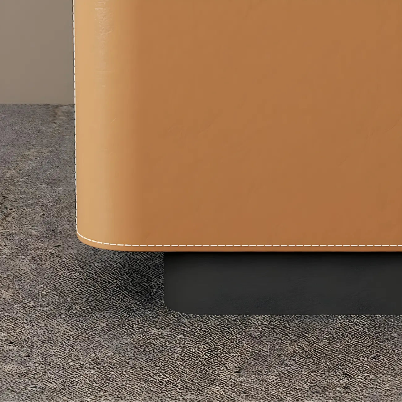 Table de chevet moderne à 2 tiroirs avec plateau en similicuir noir et revêtement en bois