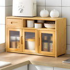 Vitrine moderne en bambou avec portes en acrylique