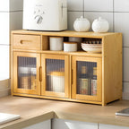 Vitrine moderne en bambou avec portes en acrylique
